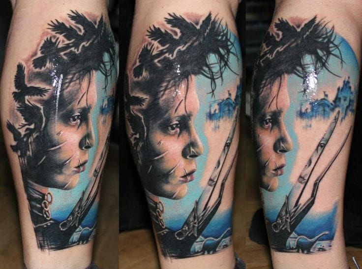 Edward Scissorhands Tattoo  Movie tattoos Halloween tattoos Tim burton  tattoo