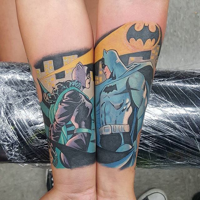 Batman x Catwoman tattoo by  Kyle Chaney Tattoo  rgamerTattoos