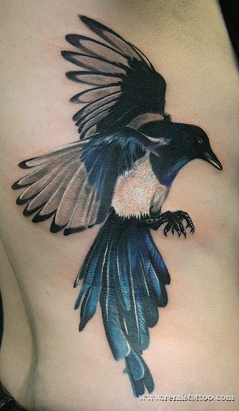Magpie Tattoo by Remis Tattoo