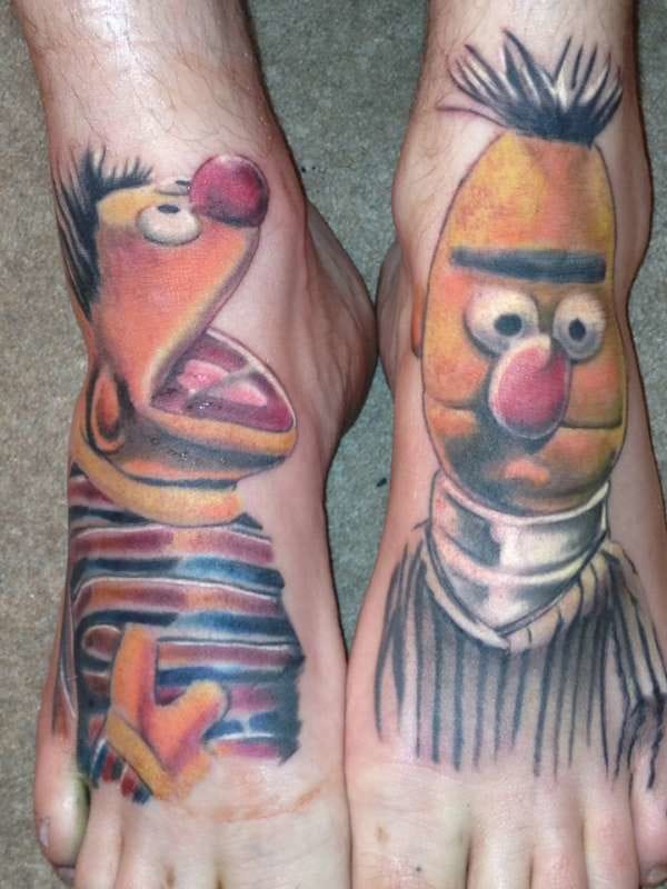 Ernie and Bert feet tattoos! 