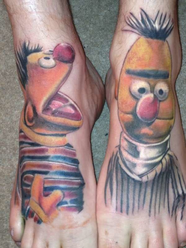 Ernie and Bert feet tattoos! 