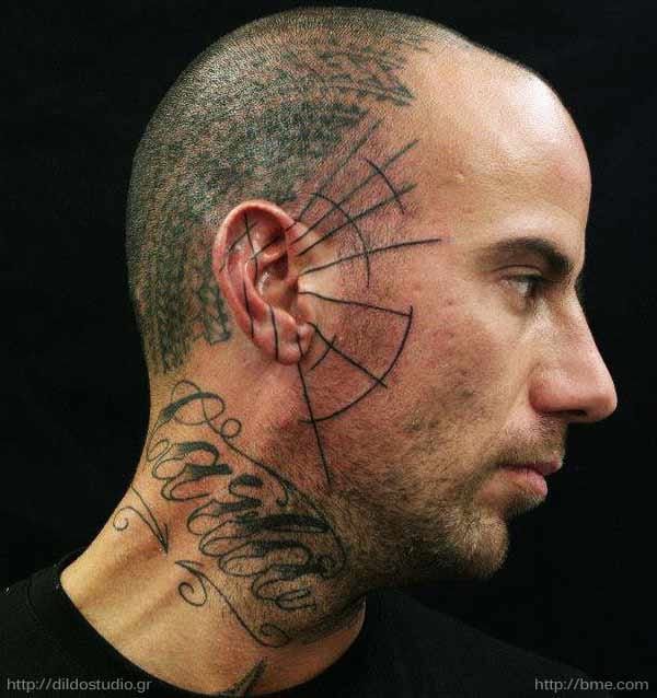 Abstract side face tattoo - Courtesy of BME