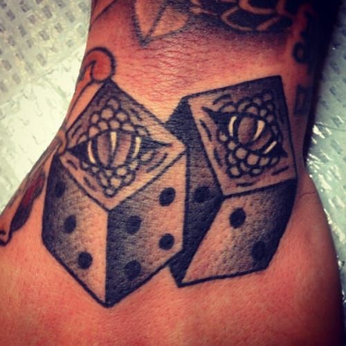 'Snake Eyes' Dice Tattoo by Matt Bivetto