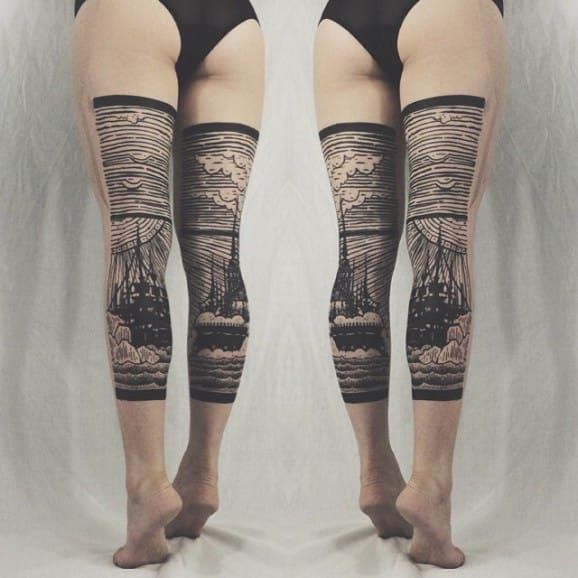 Leg Tattoos by Thieves of Tower