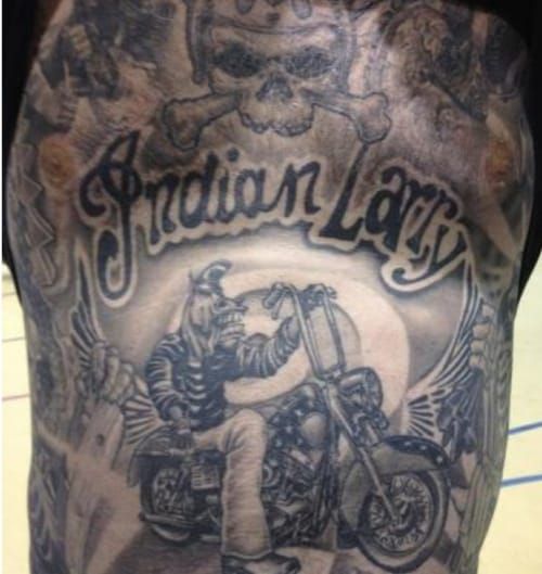 Indian Larry Neck Tattoo Dickies Beige Workshirt  rodehawg