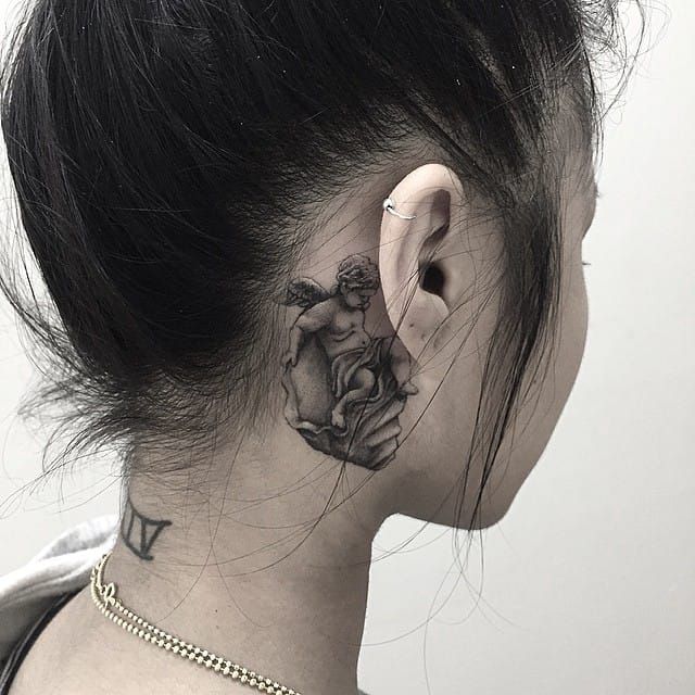 Jeannie Mai Cherub Behind Ear Tattoo  Steal Her Style