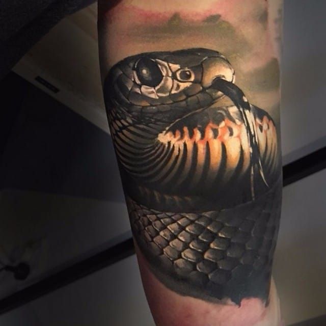Arm Realistic Snake Tattoo by Matthew James