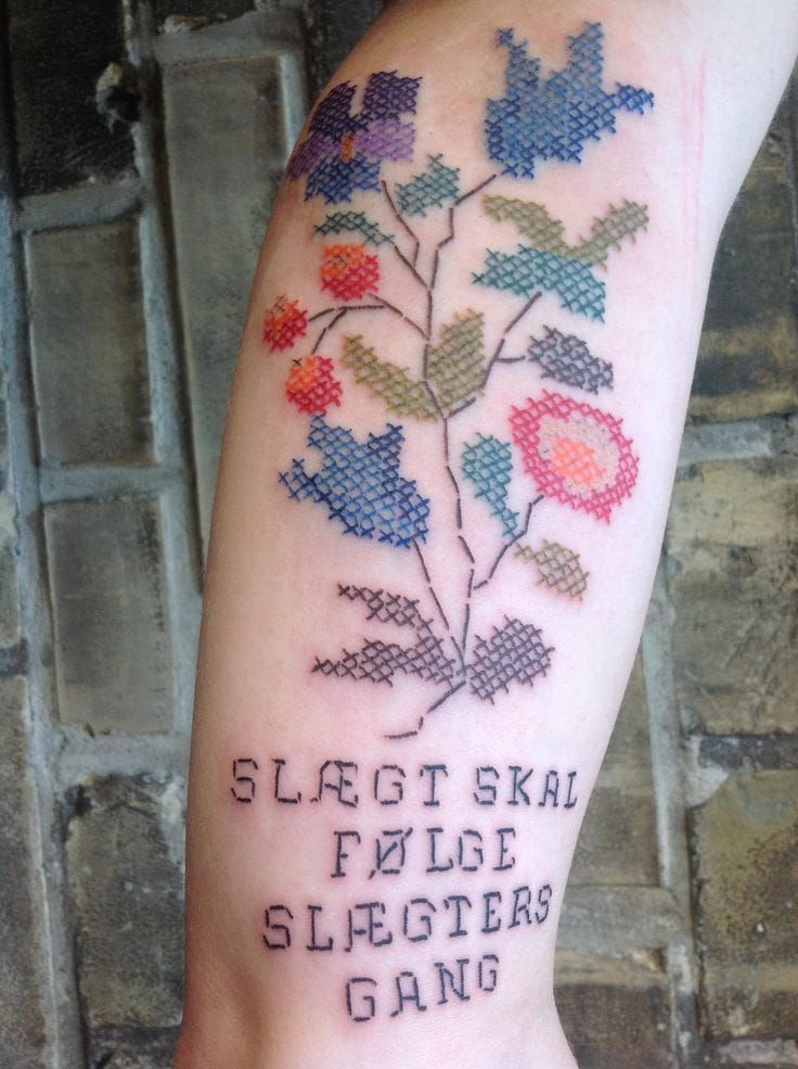 65 Colorful Cross Stitch Tattoos Designs and Ideas  Tattoo Me Now