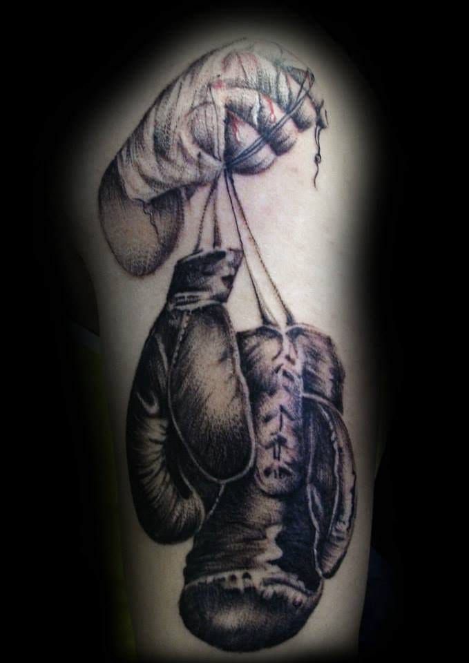 Realistic black and grey boxing gloves  Boxing gloves tattoo Black and  grey tattoos Tattoos