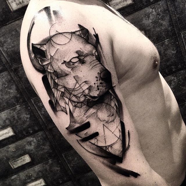 Dog tattoo Tattoo by Fredao Oliveira #blackwork #blckwrk #linework #shading #abstract #sketchstyle #dog #portrait #FredaoOliveira
