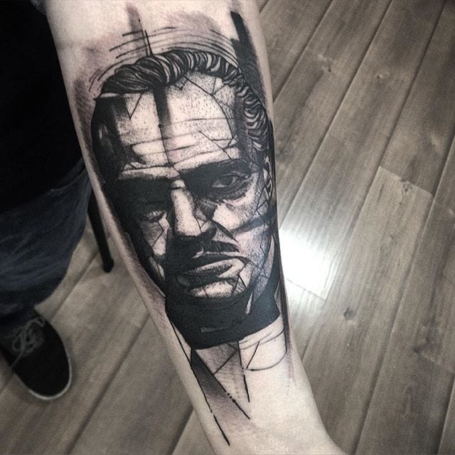 Don Corleone tattoo by Fredao Oliveira #blackwork #blckwrk #linework #shading #abstract #sketchstyle #DonCorleone #Godfather #FredaoOliveira