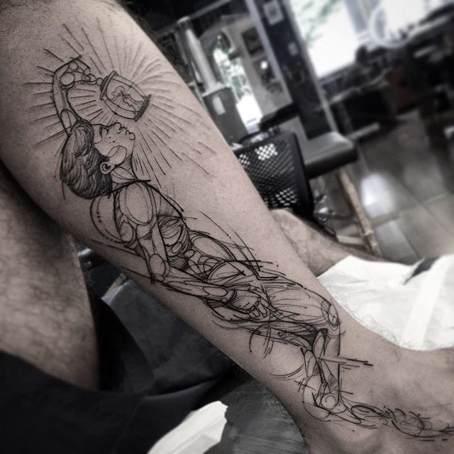 Awesome tattoo by Fredao Oliveira #blackwork #blckwrk #linework #shading #abstract #sketchstyle #light #lamp #FredaoOliveira