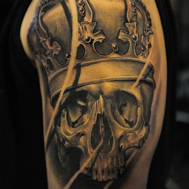 Tattoo uploaded by WANDAL  Skeleton king tattoo by Wandal Wandal skeleton  skull king crown blackandgrey  Tattoodo