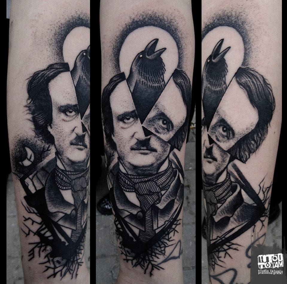 My new Edgar Allan Poe inspired tattoo done by George Patrick at To The  Grave Tattoo in Lexington KY  rtattoos