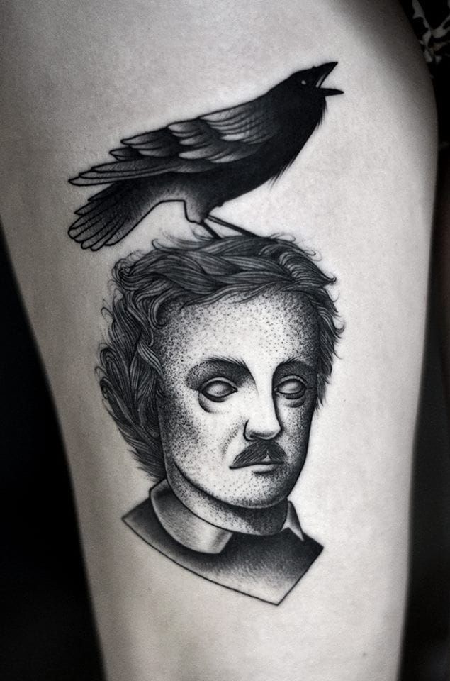Angelo Parente on Instagram Raven and Skull  edgarallanpoe     blackwork inkedmag dotworker raventattoo skulltattoos dotworktattoo  tattoosnob btattooing 
