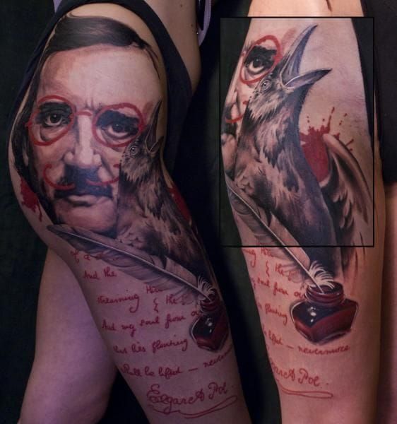 Edgar Allan Poe Tattoo Flash Style Art Print  Etsy