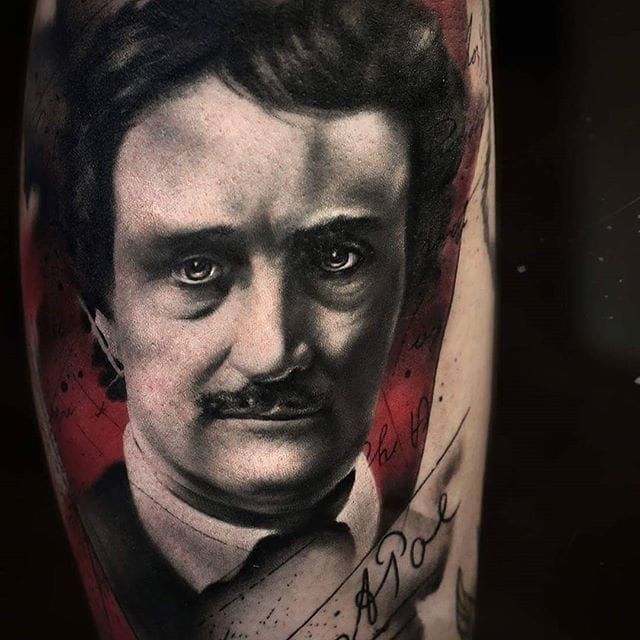 Edgar Allan Poe tribute done by Ingrid Vetter at Nine Circles Tattoo  Switzerland  rtattoo