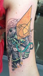 Unique cosmonaut tattoo by Mike Moses.