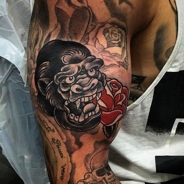 Blast Over Gorilla Tattoo by Jonas Willy