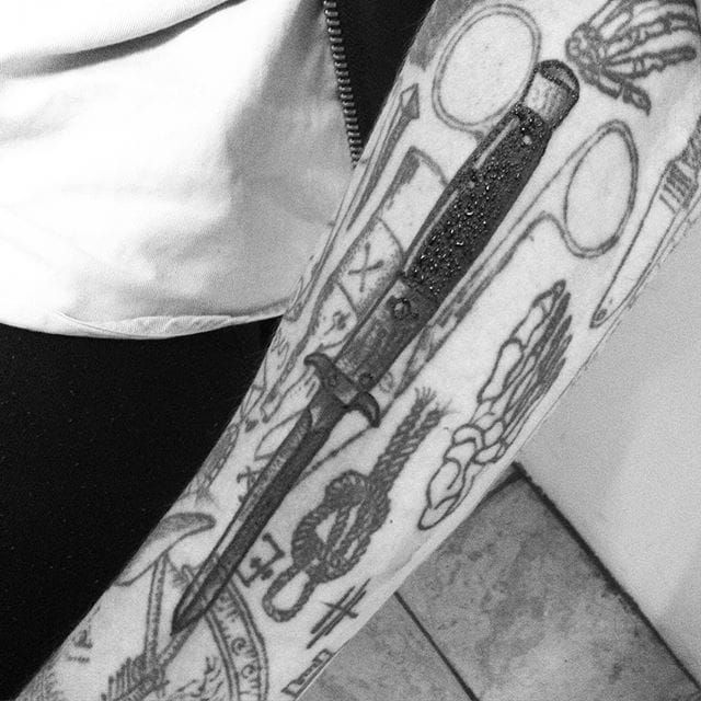 Blast Over Knife Tattoo by Steven Donohue