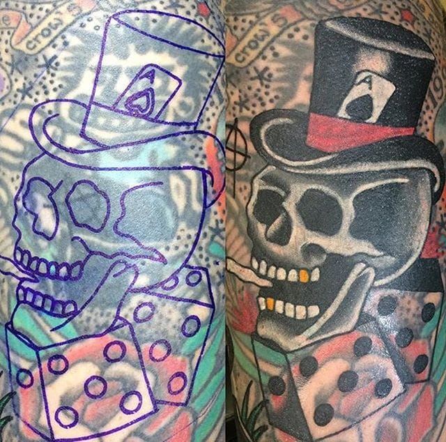 Blast Over Skull Tattoo by Ryan Weaver