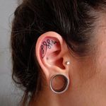 Lovely ear tattoo by Indy Voet. #unalome #spiritual #symbol #linework