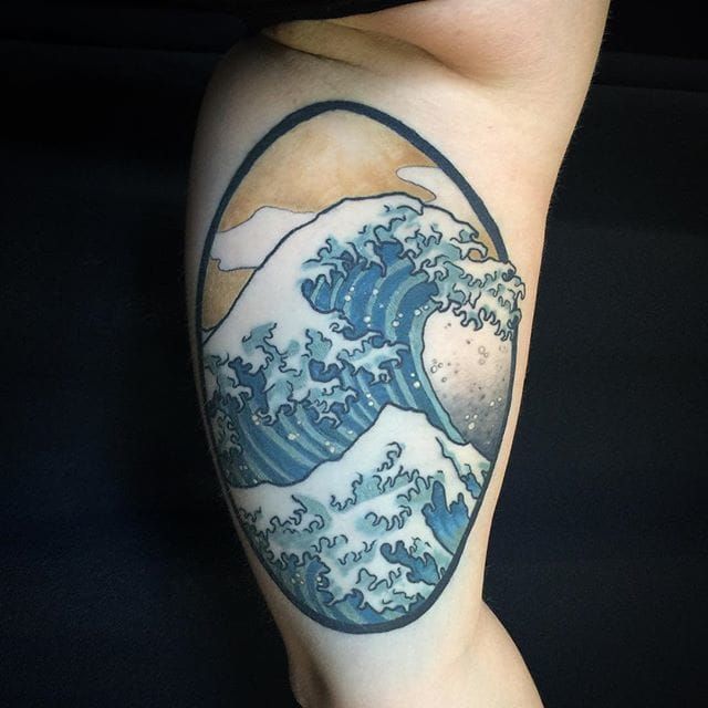 Houksai Wave Tattoo by Stefanie Mader