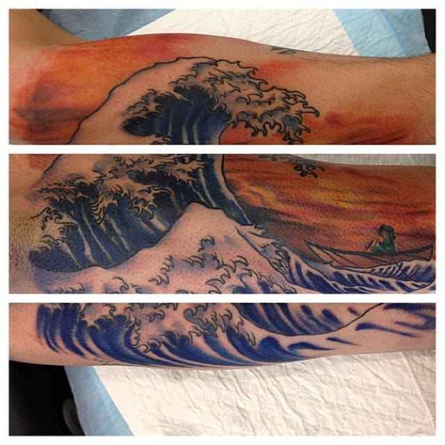 Hokusai Wave Tattoo by Angus Wood