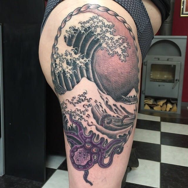Asian wave tattoo by @klem.hoang - Tattoogrid.net