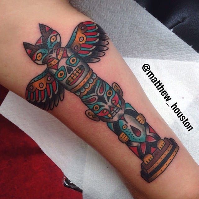 70 Totem Pole Tattoo Designs For Men  Carved Creation Ink  Totem pole  tattoo Totem tattoo Tattoo designs men