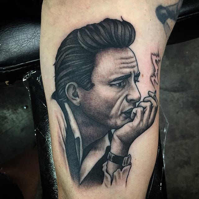 Some Johnny Cash action from today rileyhogantattoos  sanctumequipment bushidotattoo johnnycash tattoo truetubes  stencilstuff  Instagram