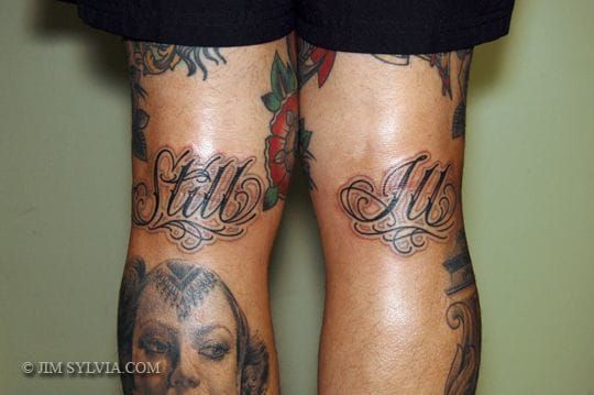 Beautiful lettering tattoos by Jim Sylvia