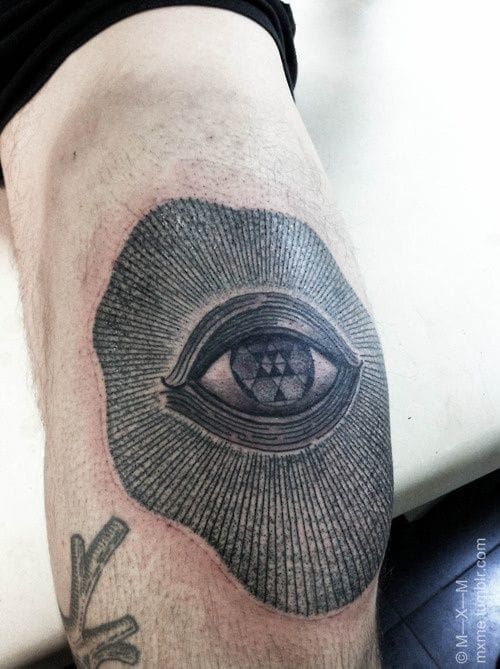 Linework knee tattoo