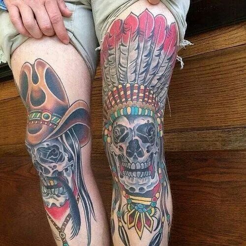 Tattoo uploaded by Timothy Miner  Custom vampire skull around the knee cap   Tattoodo