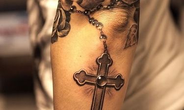 cross and rosary tattoo designs for men