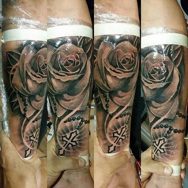 Rose Rosary Tattoo by Batez Tattoos