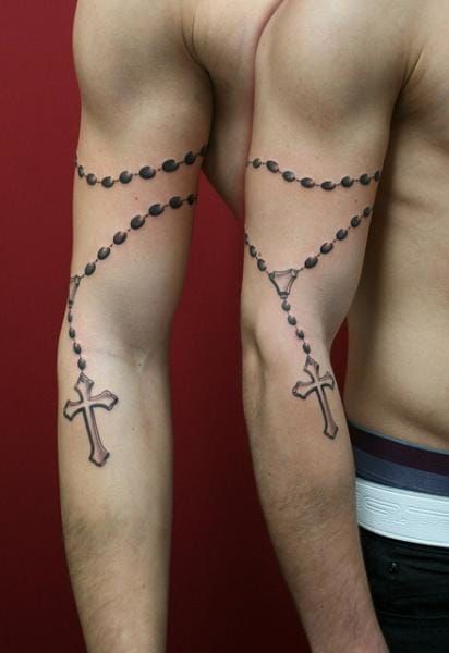 Prayer hands and Rosary tattoo. #prayerhandstattoo #rosarytattoo  #chesttattoo #inklife | Instagram