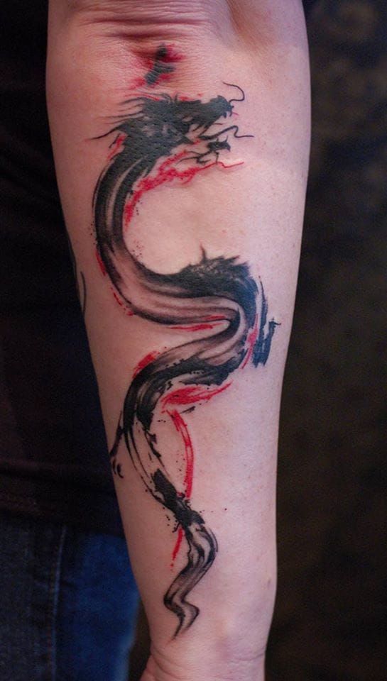 Sumi dragon tattoo, artist unknown.