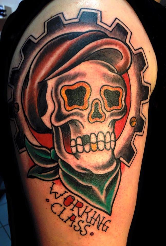 Working Class Skull Tattoo by Caroline Reichel