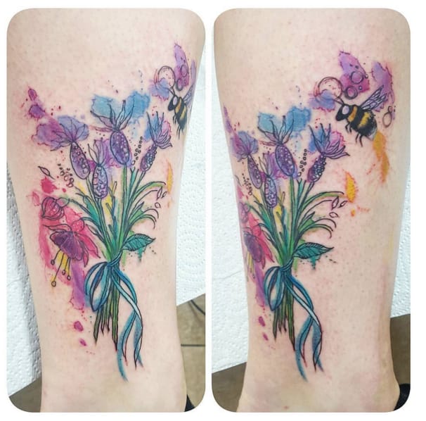 My favourite - stunning lavender watercolour tattoo by @milky_tattoodles (photo credit Instagram).
