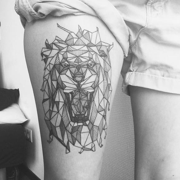 Geometric Lion Tat