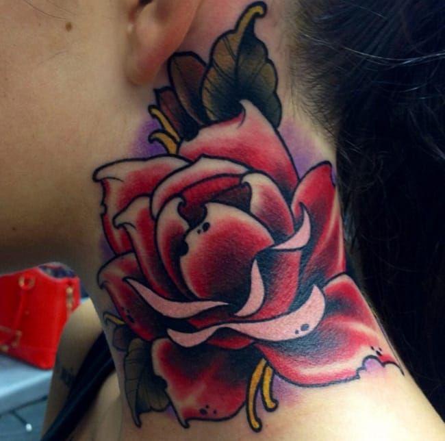 53 Fantastic Back Rose Neck Tattoos