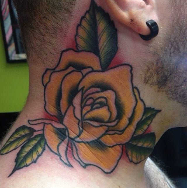 yellow neck rose with crystal by Killian Moon TattooNOW