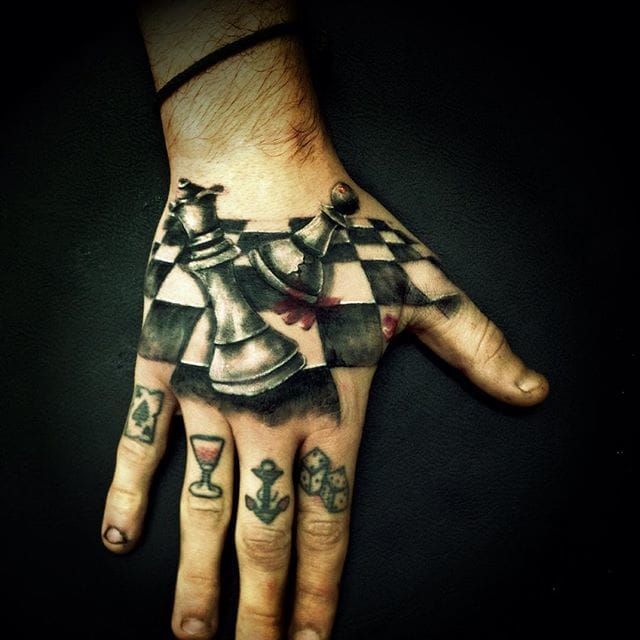 Chess Hand Tattoo by Nick Delivorias