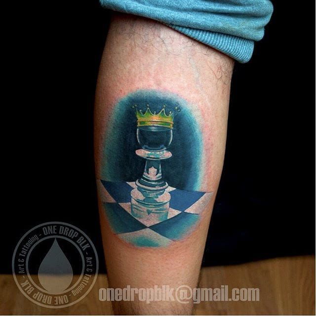 Chess Piece Tattoo by Maverick Tattooist