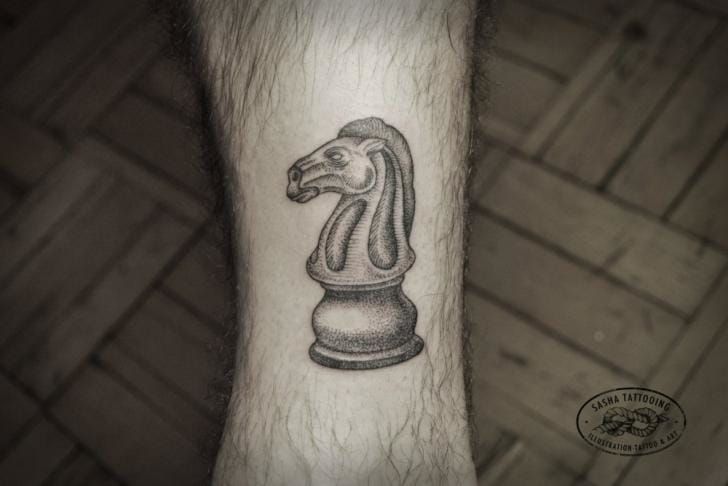 Dotwork Chess Tattoo by Baraka Tattoo