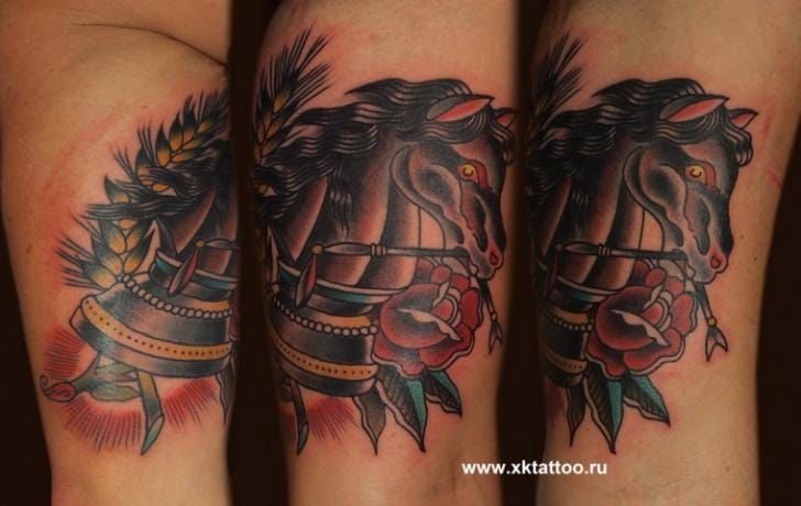 Horse Chess Tattoo by XK Tattoo