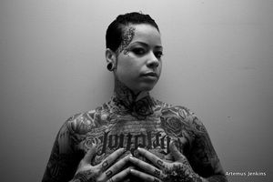 Heavily tattooed and hot. Tattoo on dark skin by Miya Bailey #miyabailey #darkskin