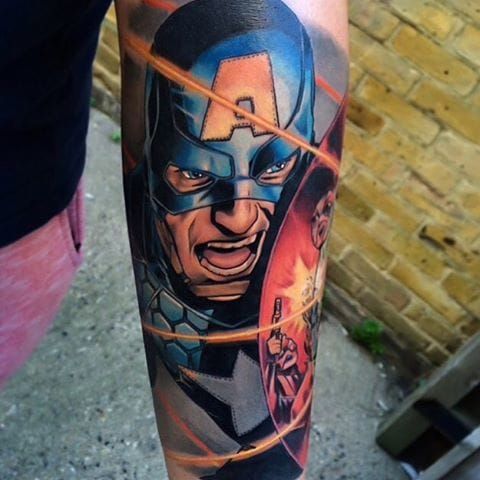 25 Awesome Marvel Superhero Captain America Tattoos  EntertainmentMesh