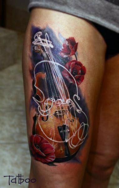 Music Tattoo Drawing Clef  Violin Tattoo Designs Transparent PNG   917x2000  Free Download on NicePNG